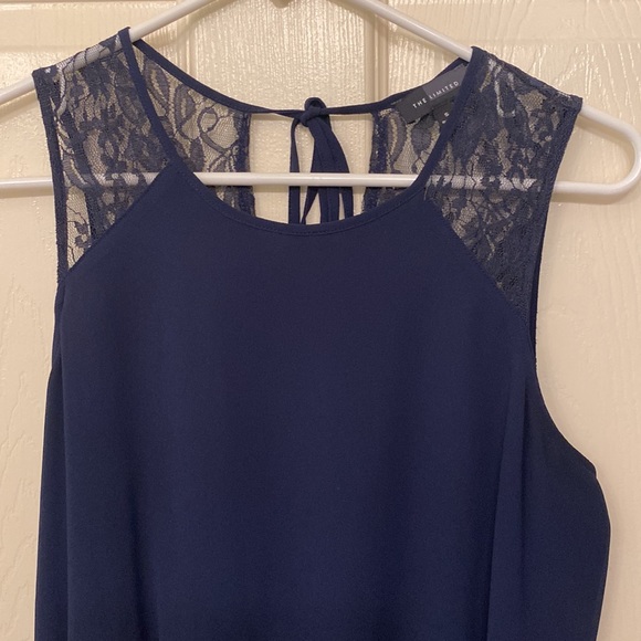 Navy Lace back Hi-Lo Hem Maxi Dress - Picture 3 of 11